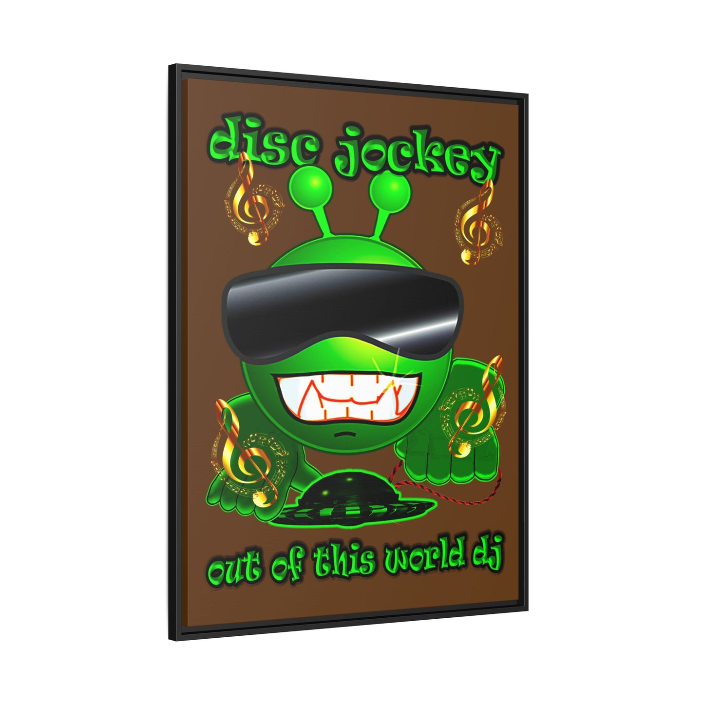 disc jockey - framed canvas art (brown)