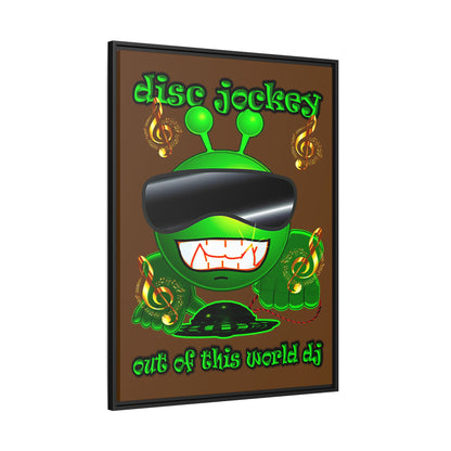 disc jockey - framed canvas art (brown)