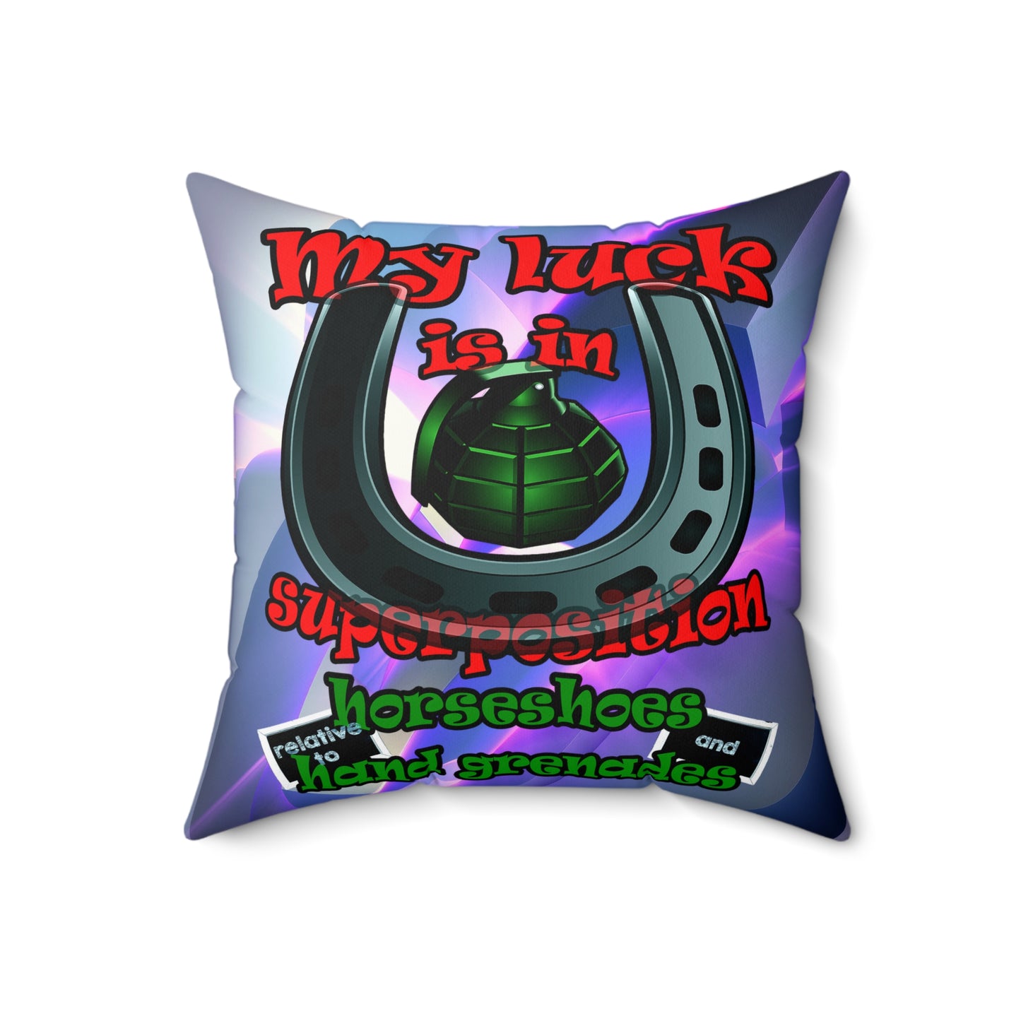 my luck - Spun Polyester Square Pillow - (grey-pink wave)