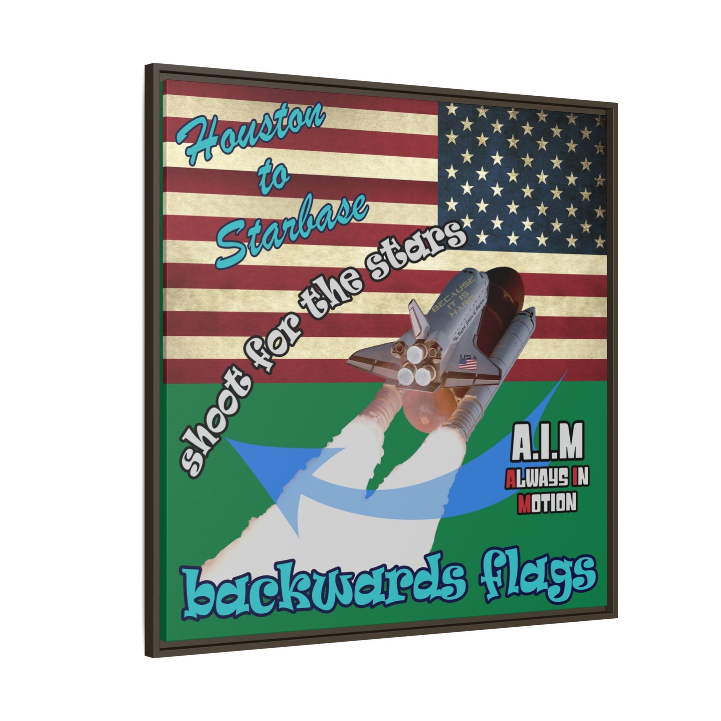 shoot for the stars - framed canvas art (dark green)