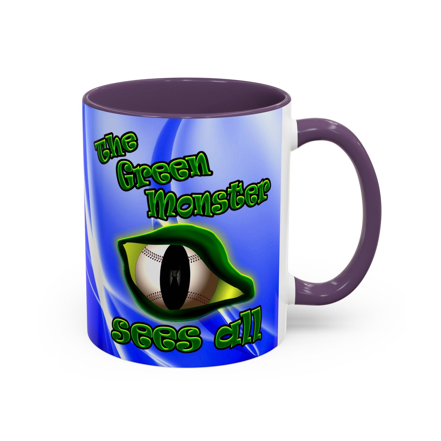 green monster - Accent Mug (blue-white wave)