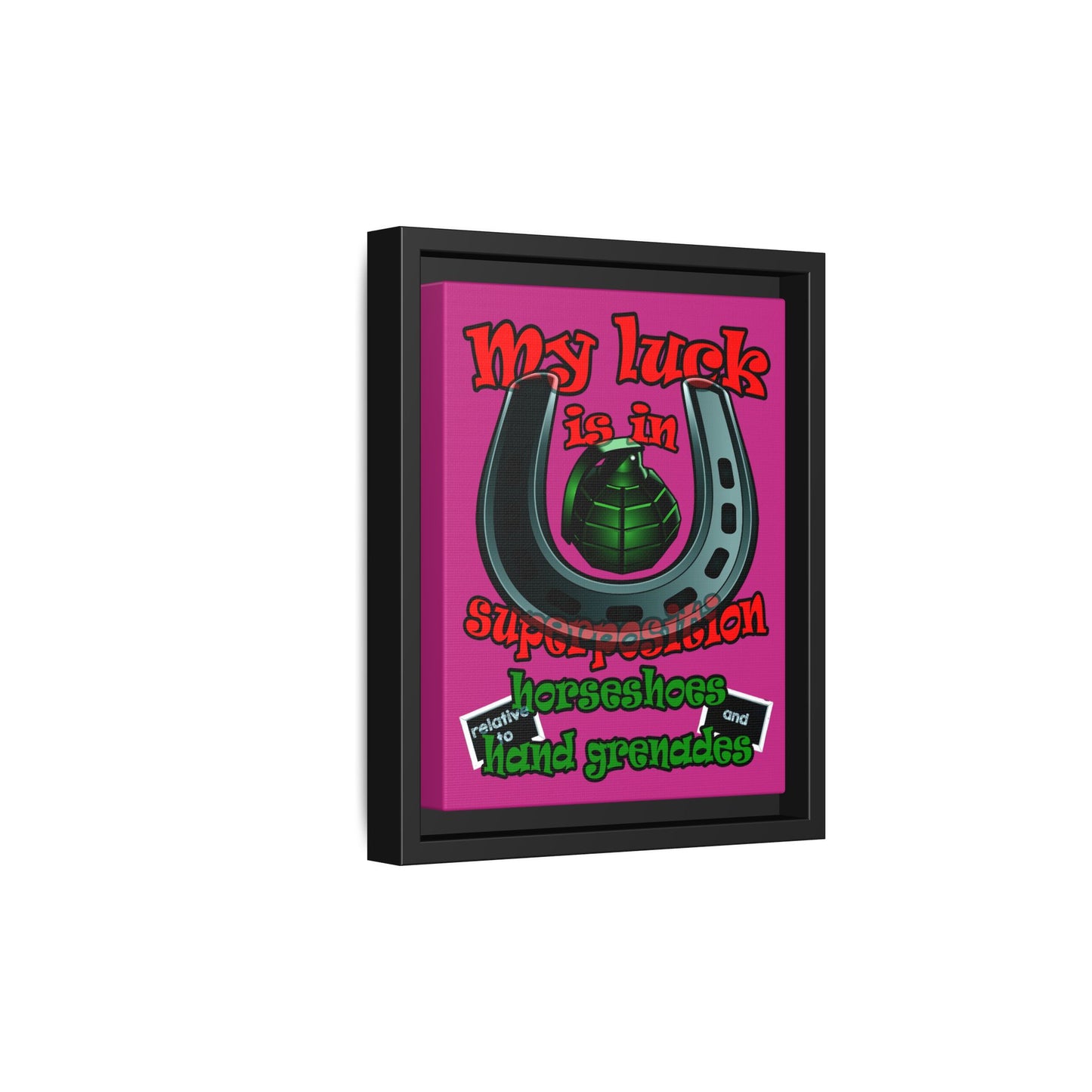 my luck - framed canvas art (pink)