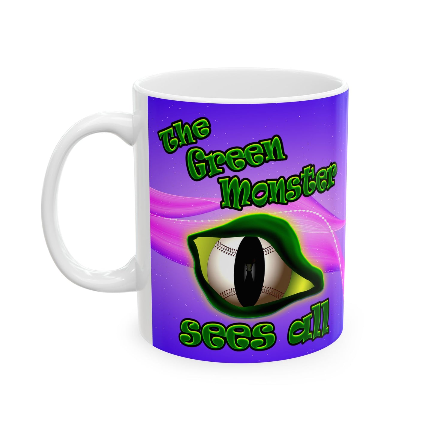 green monster - White Mug (purple-pink wave)