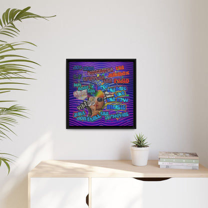 drop the beat - framed canvas art (purple wave)