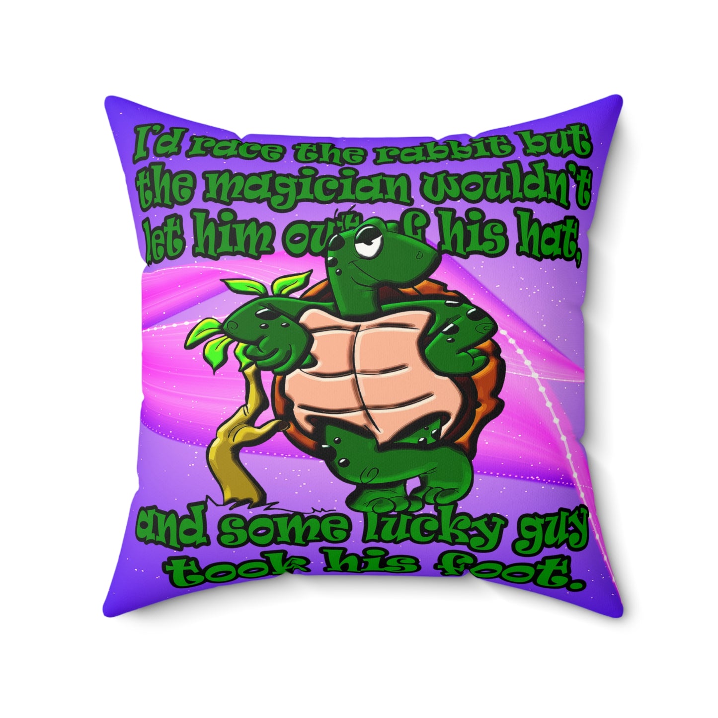 turtle race - Faux Suede Square Pillow - (purple-pink wave)