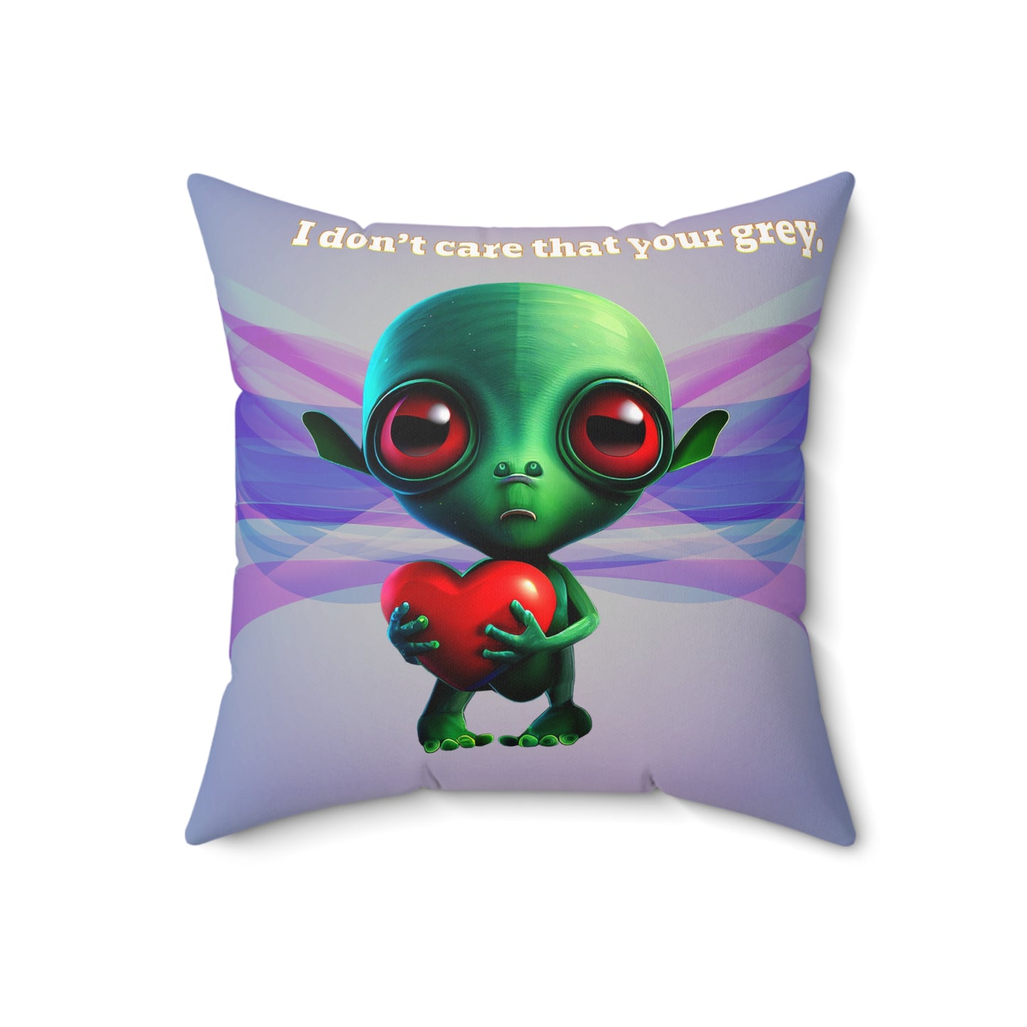 I don't care that your grey - Spun Polyester Square Pillow - (light blue-pink wave)