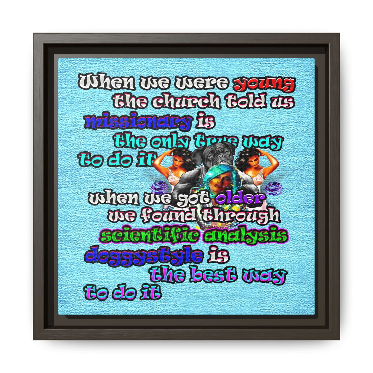 doggystyle - framed canvas art (faded blue)