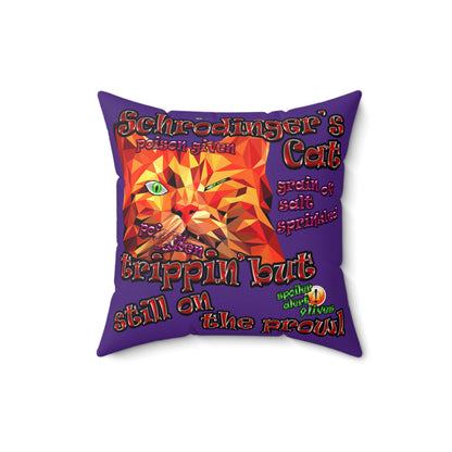 schrodinger's cat - Spun Polyester Square Pillow - (purple)