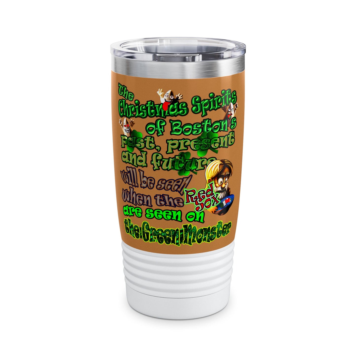 christmas spirits of boston - Ringneck Tumbler, 20oz (light brown)