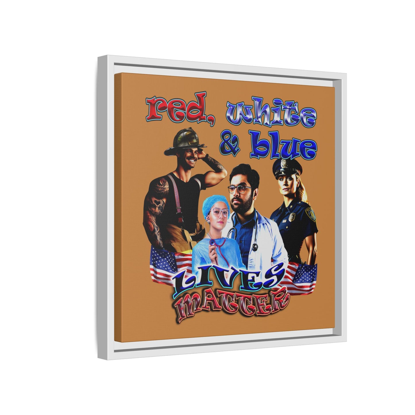rw&b lives matter - framed canvas art (light brown)