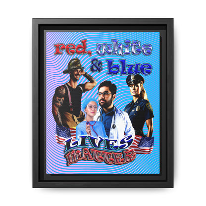 rw&b lives matter - framed canvas art (light blue-purple wave)