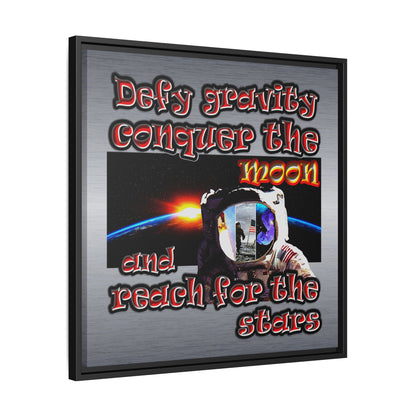 defy conquer reach - framed canvas art (brushed nickel)