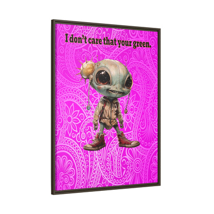I don't care that your green - framed canvas art (pink swirl)