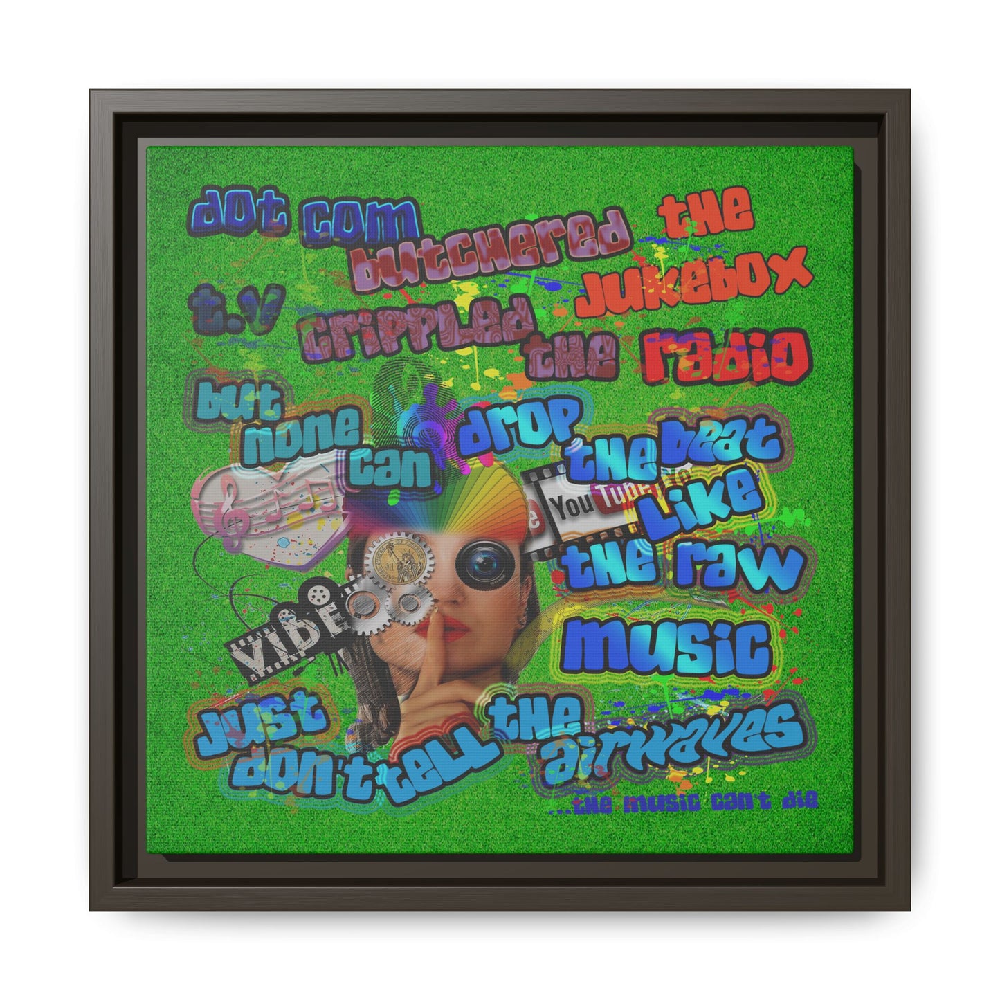 drop the beat - framed canvas art (green turf)