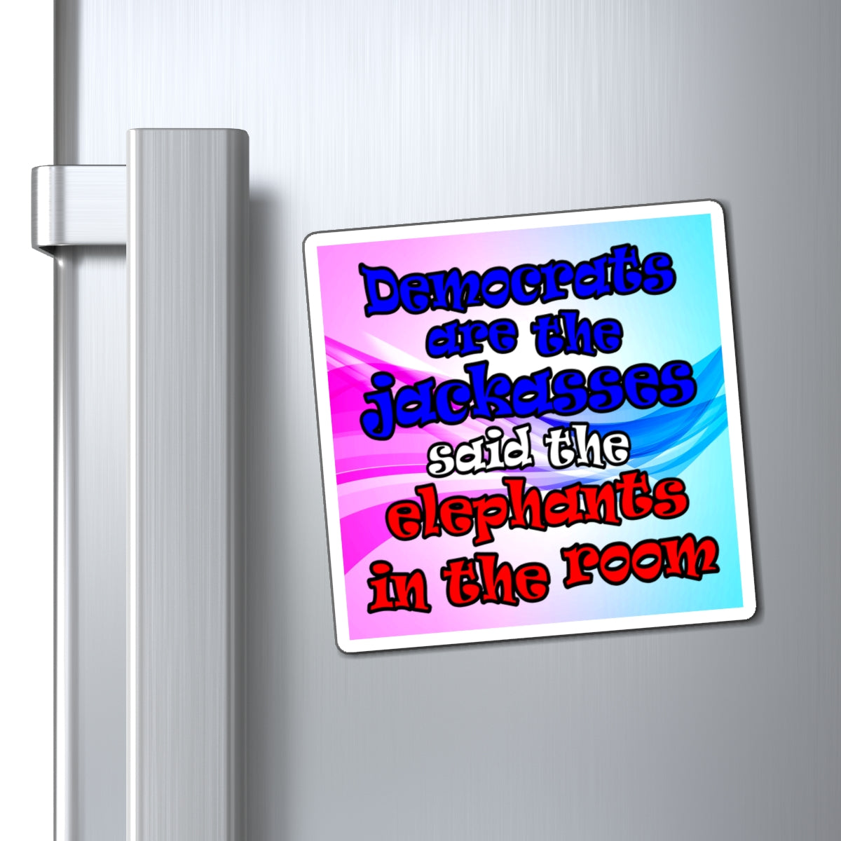 donkeys and elephants - Magnets - (light blue-pink wave)
