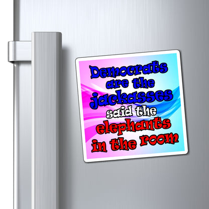 donkeys and elephants - Magnets - (light blue-pink wave)