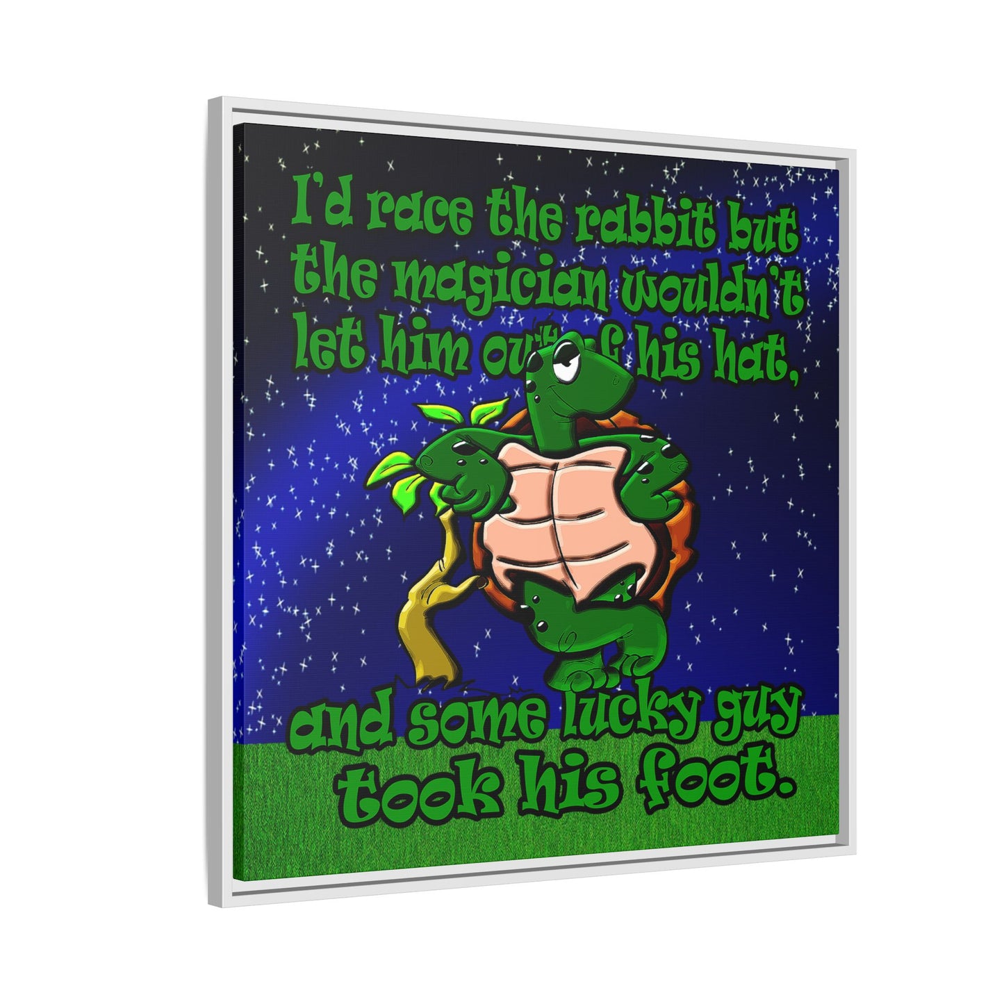 turtle race - framed canvas art ('snoops' background)