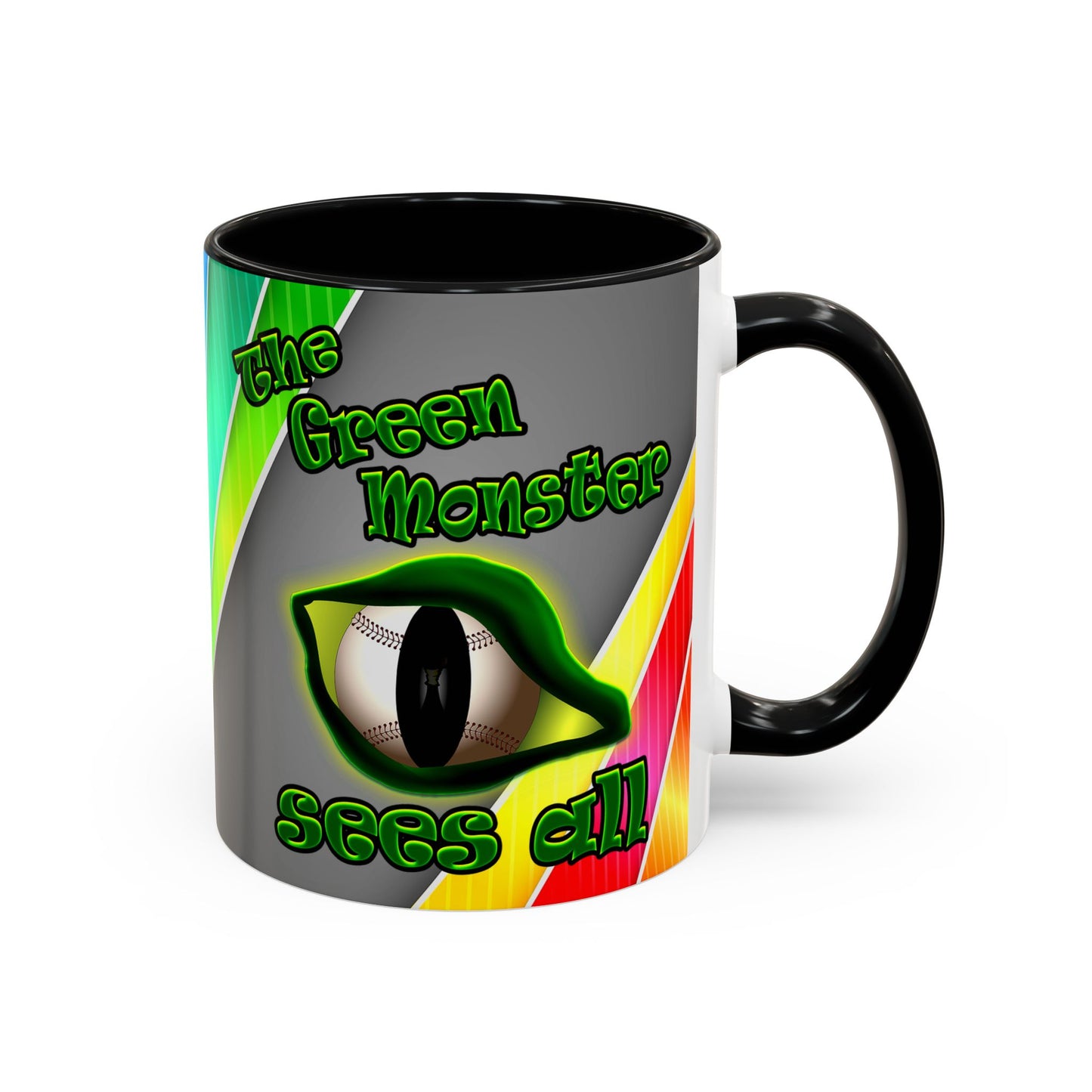 green monster - Accent Mug (rainbow split)