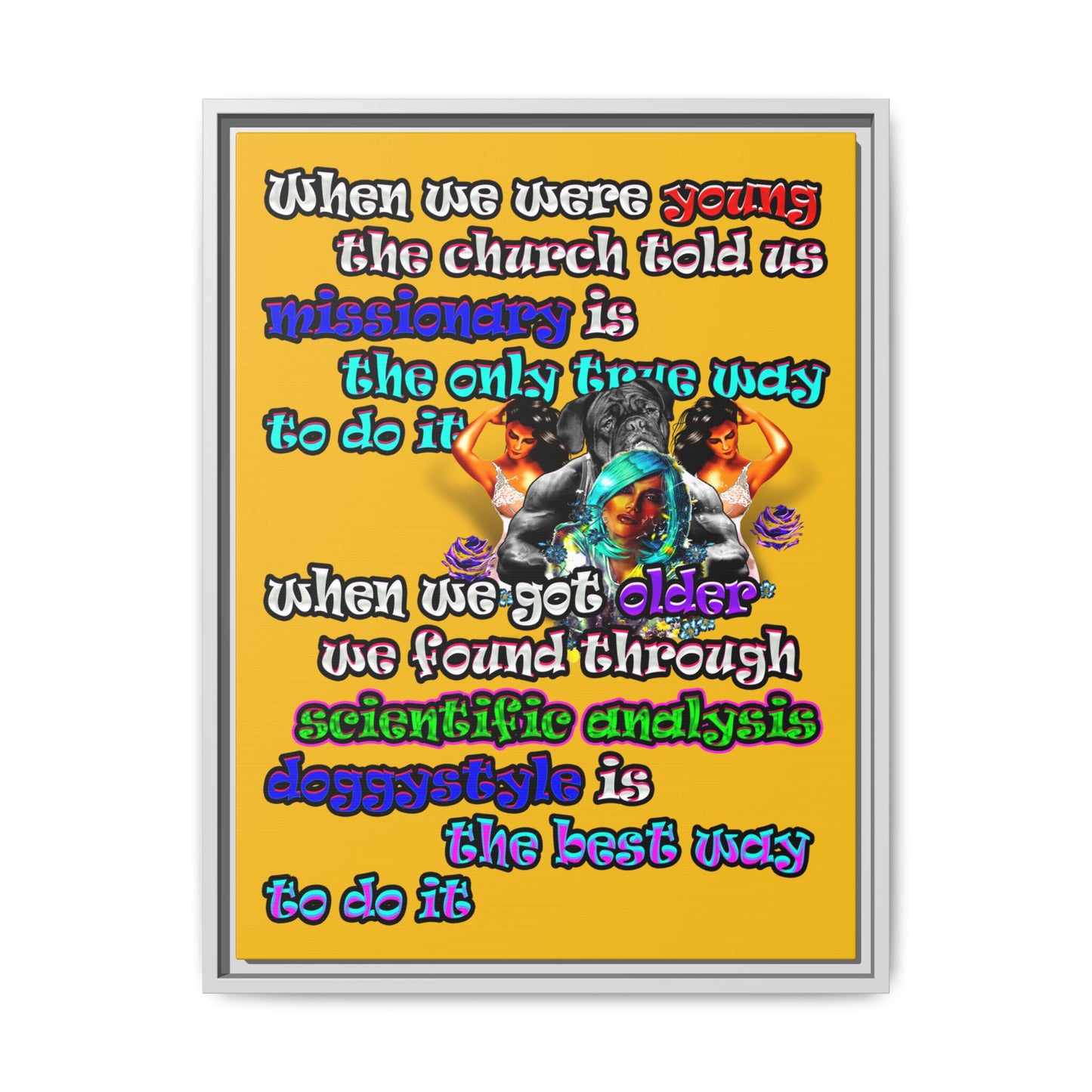 doggystyle - framed canvas art (yellow)