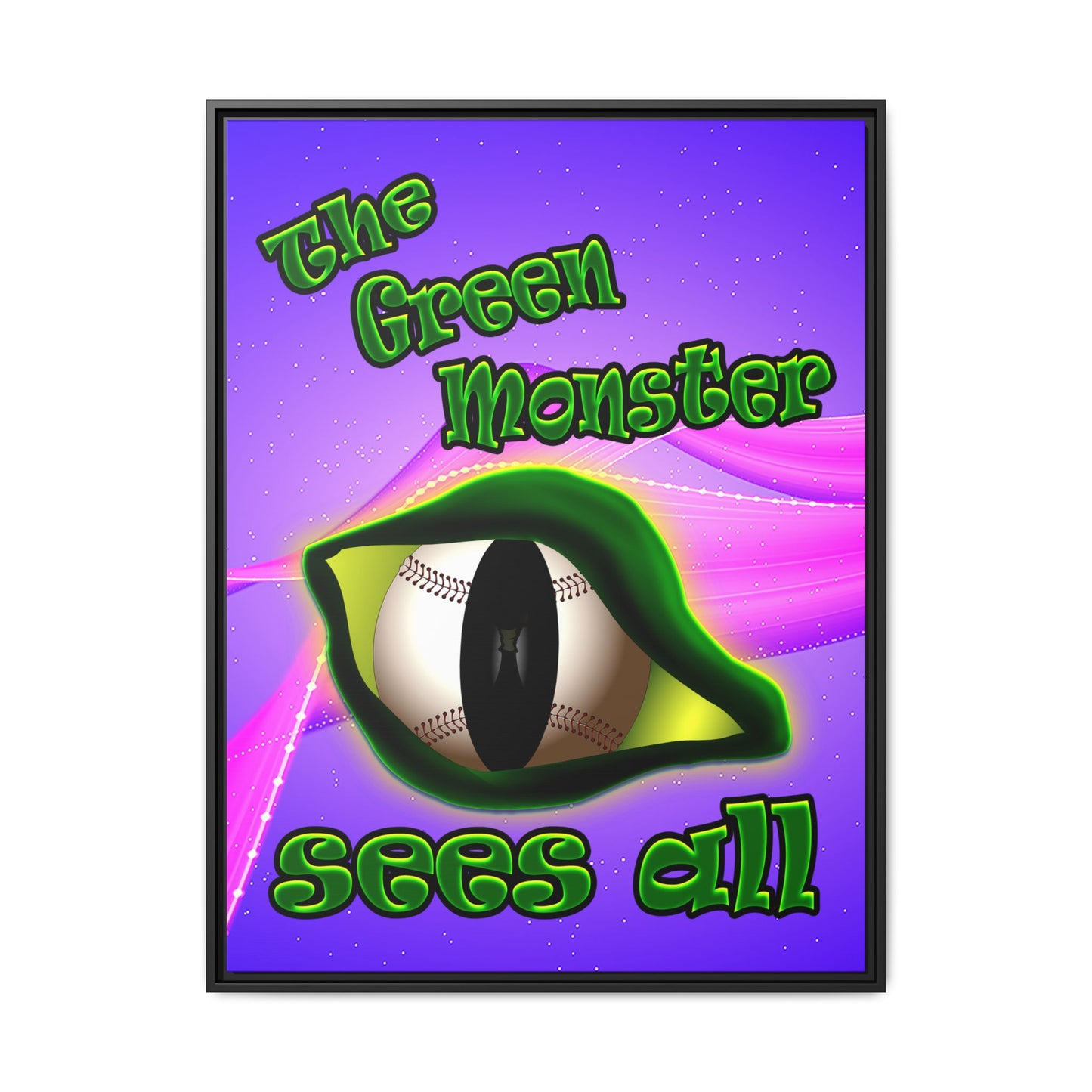 green monster - framed canvas art (purple-pink wave)