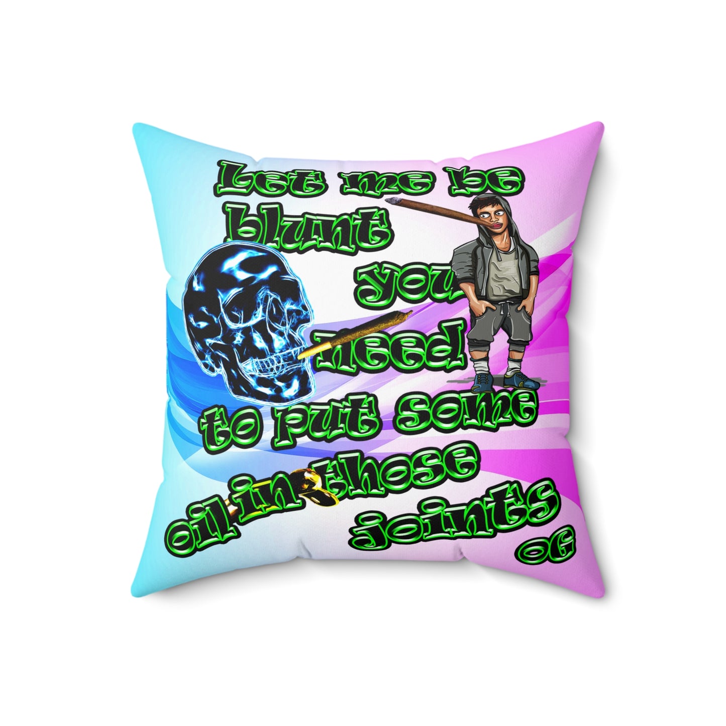 og - Spun Polyester Square Pillow - (light blue-pink wave)