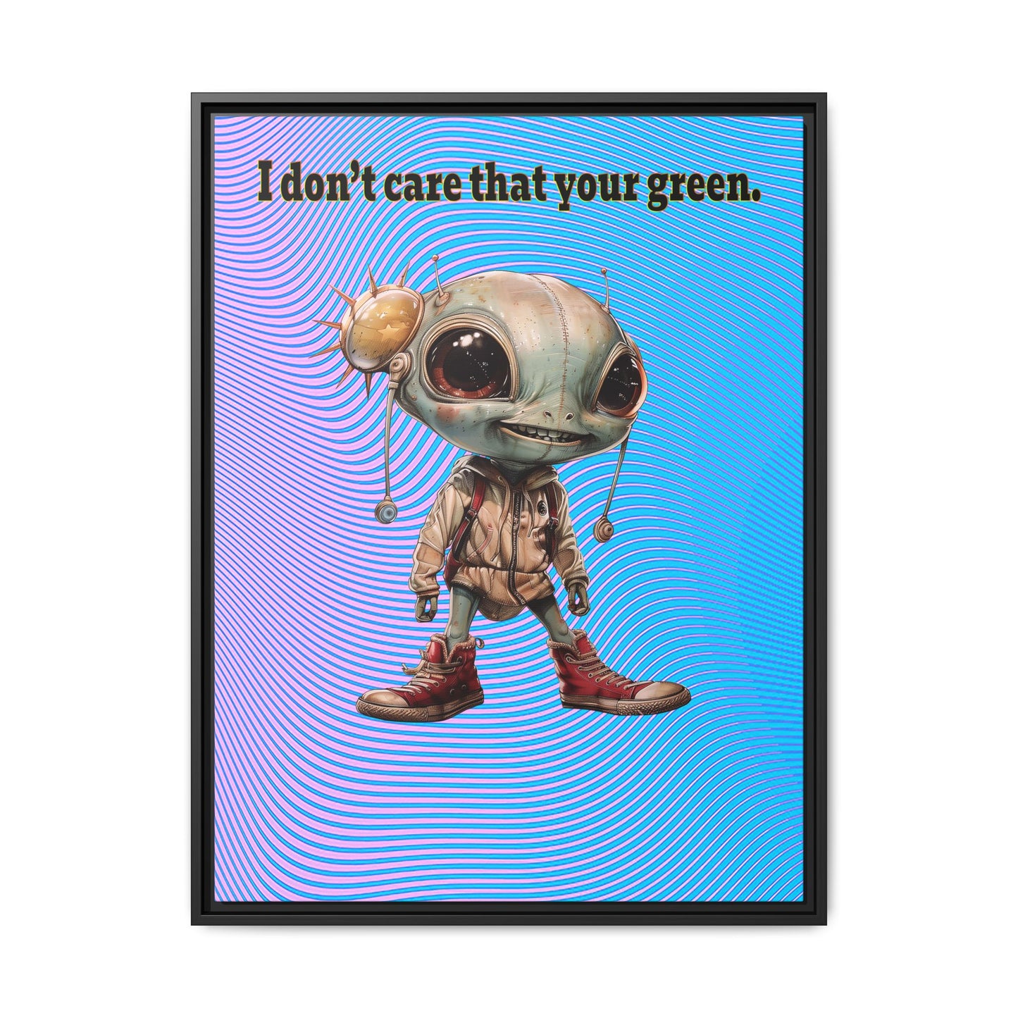 I don't care that your green - framed canvas art (light blue-purple wave)