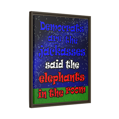 donkeys and elephants - framed canvas art ('snoops' background)
