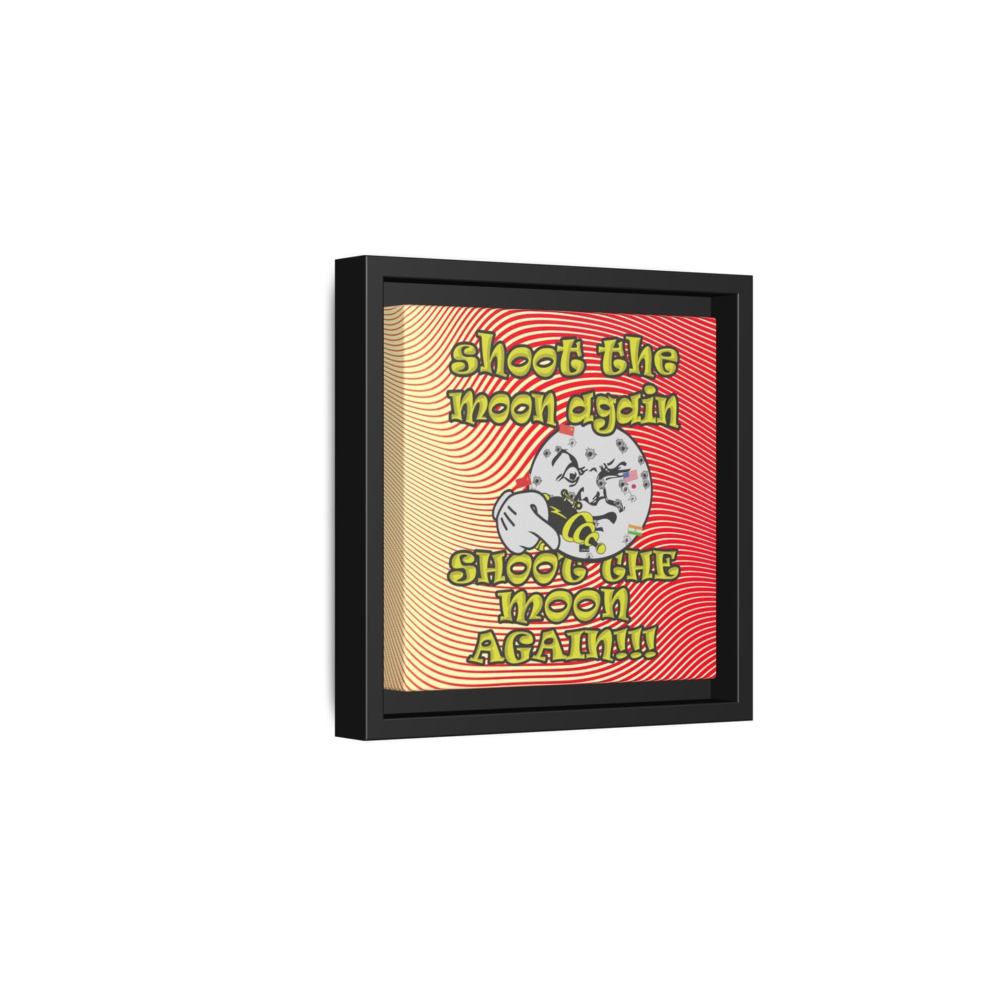 shoot the moon again - framed canvas art (yellow-orange wave)