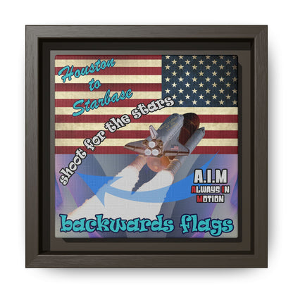shoot for the stars - framed canvas art (grey-pink wave)