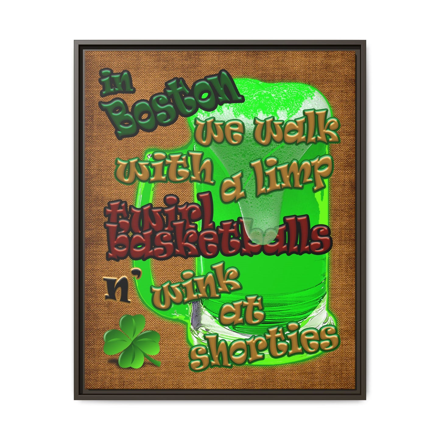 celtics logo - framed canvas art (brown papyrus)