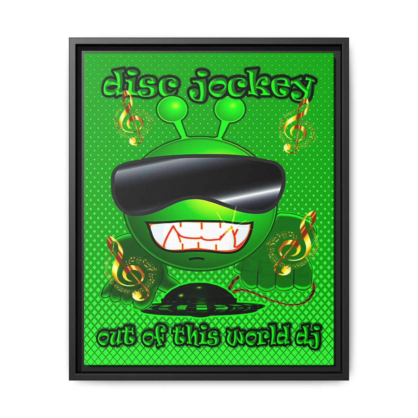 disc jockey - framed canvas art (logo green)