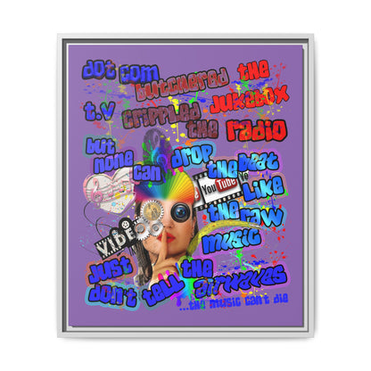 drop the beat - framed canvas art (light purple)