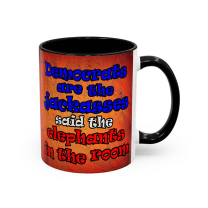 donkeys and elephants - Accent Mug (burnt orange)