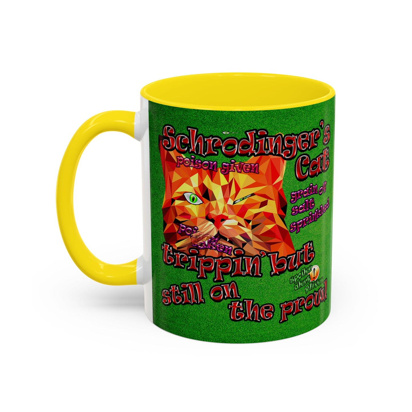 schrodinger's cat - Accent Mug (green turf)