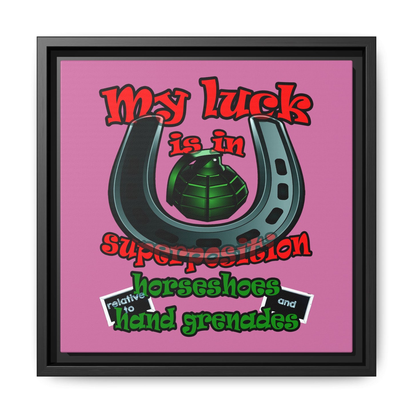 my luck - framed canvas art (light pink)