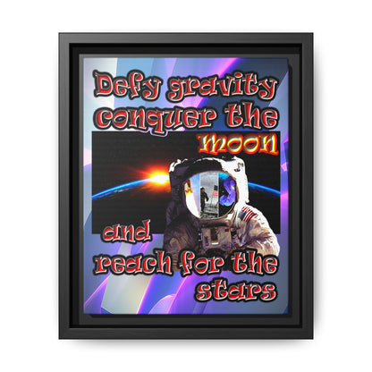 defy conquer reach - framed canvas art (grey-pink wave)