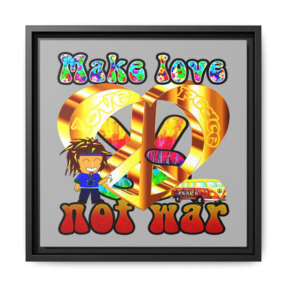 love peace - framed canvas art (light grey)