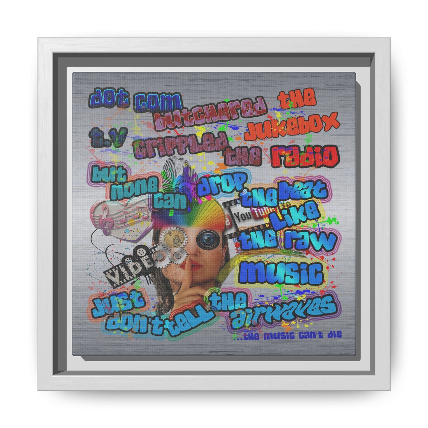 drop the beat - framed canvas art (brushed nickel)