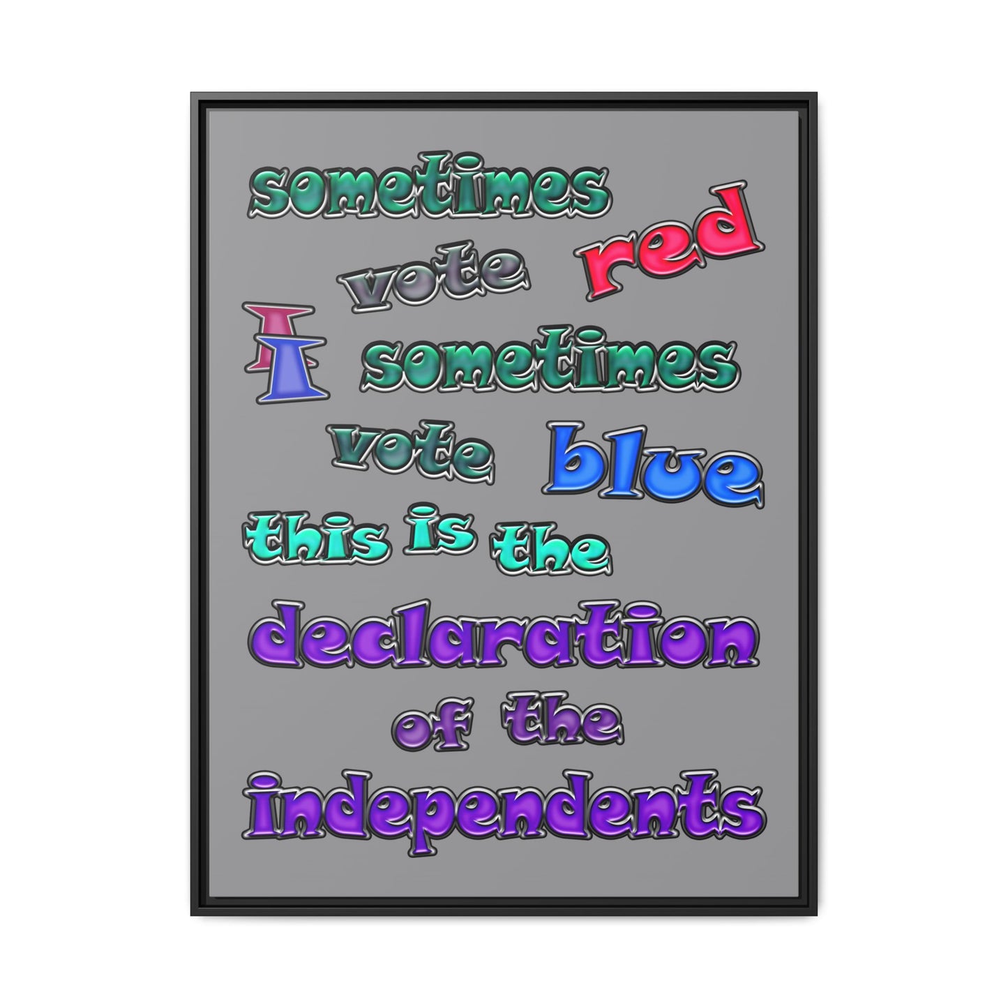 declaration of the independents - framed canvas art (grey)