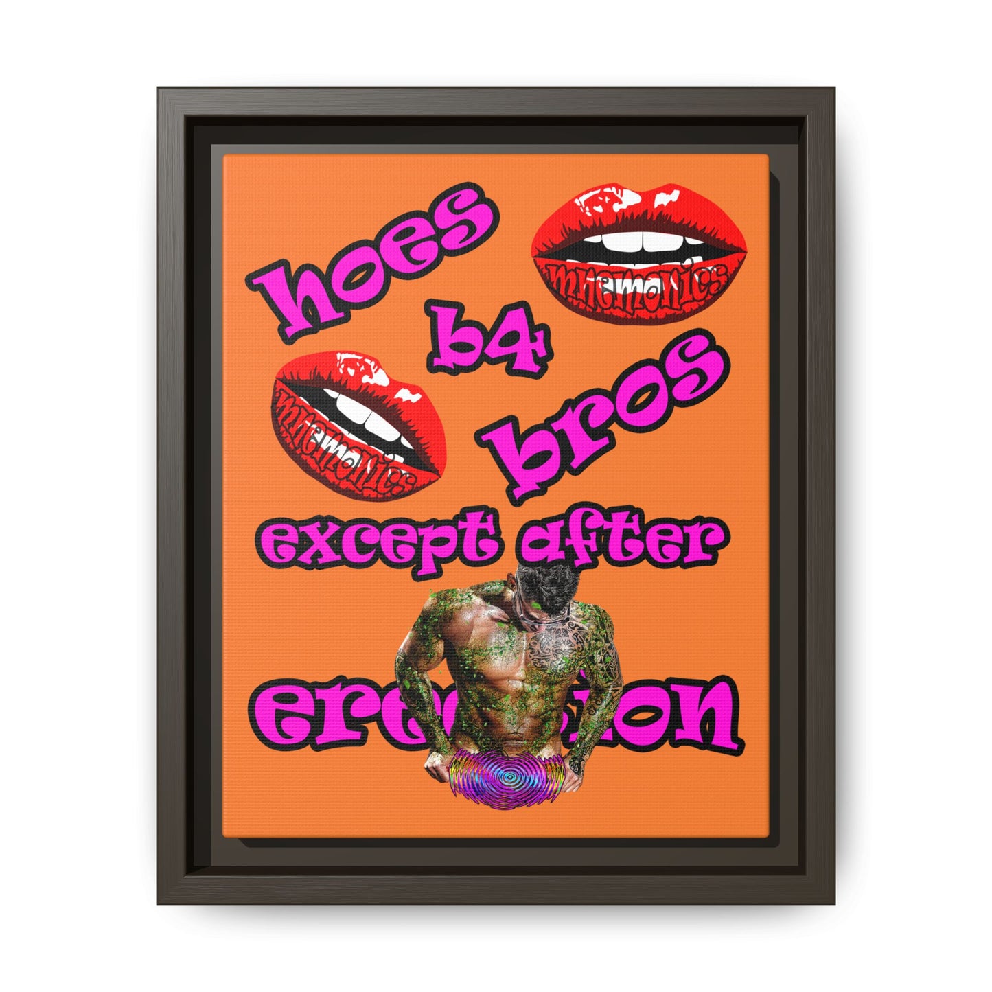 hoes b4 bros - framed canvas art (crusta)