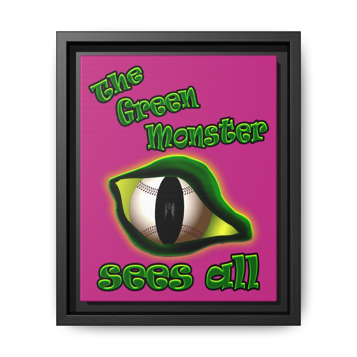 green monster - framed canvas art (pink)