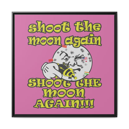 shoot the moon again - framed canvas art (light pink)