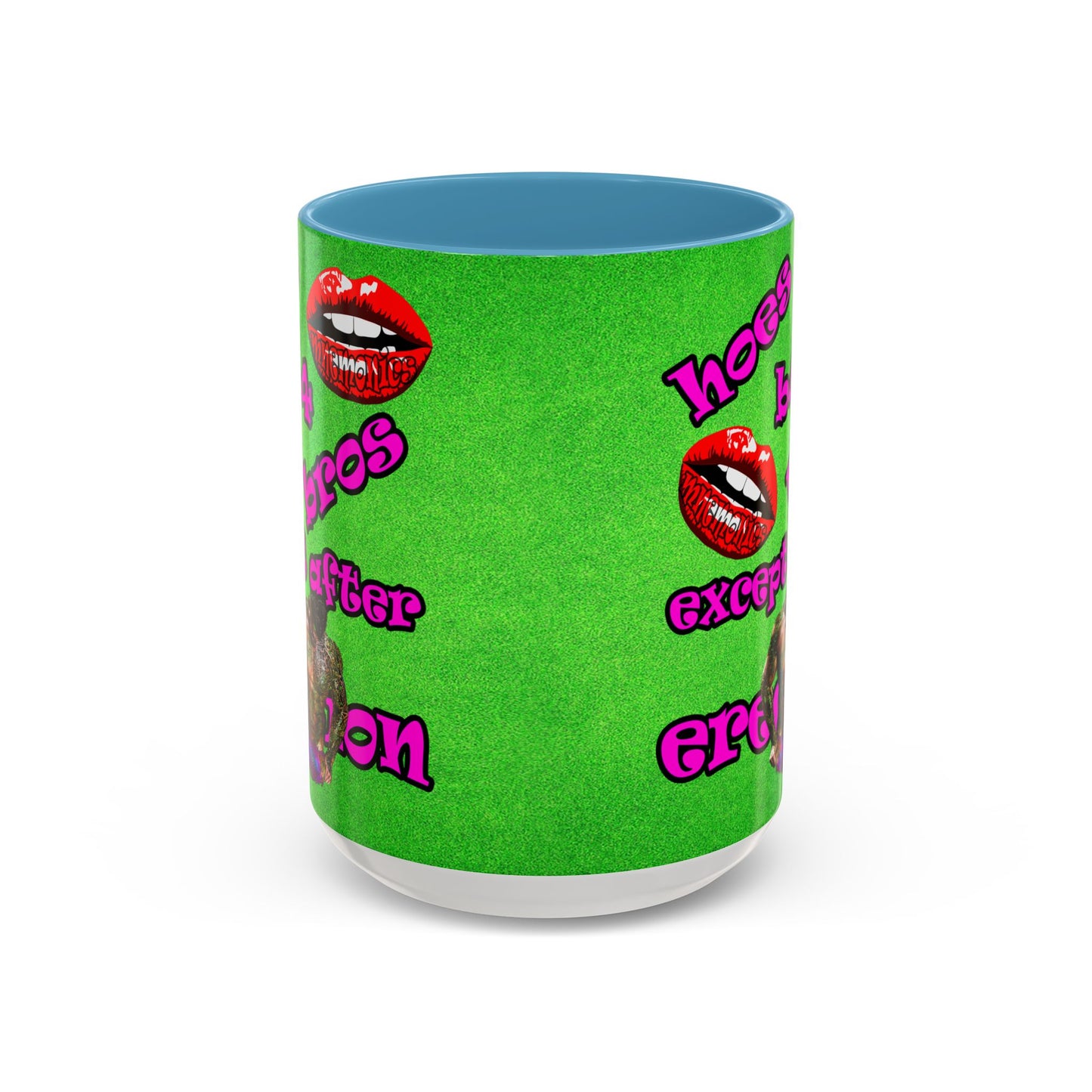 hoes b4 bros - Accent Mug (green turf)