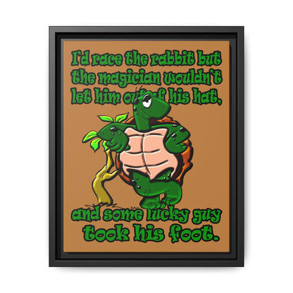 turtle race - framed canvas art (light brown)
