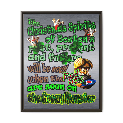 christmas spirits of boston - framed canvas art (brushed nickel)