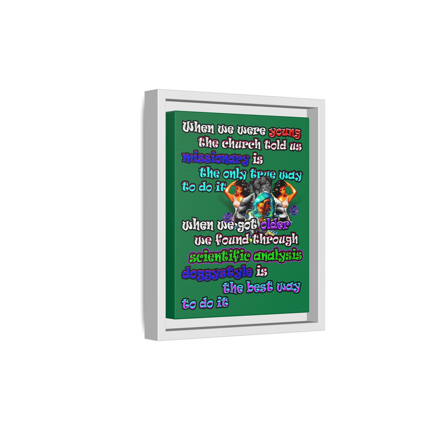 doggystyle - framed canvas art (dark green)