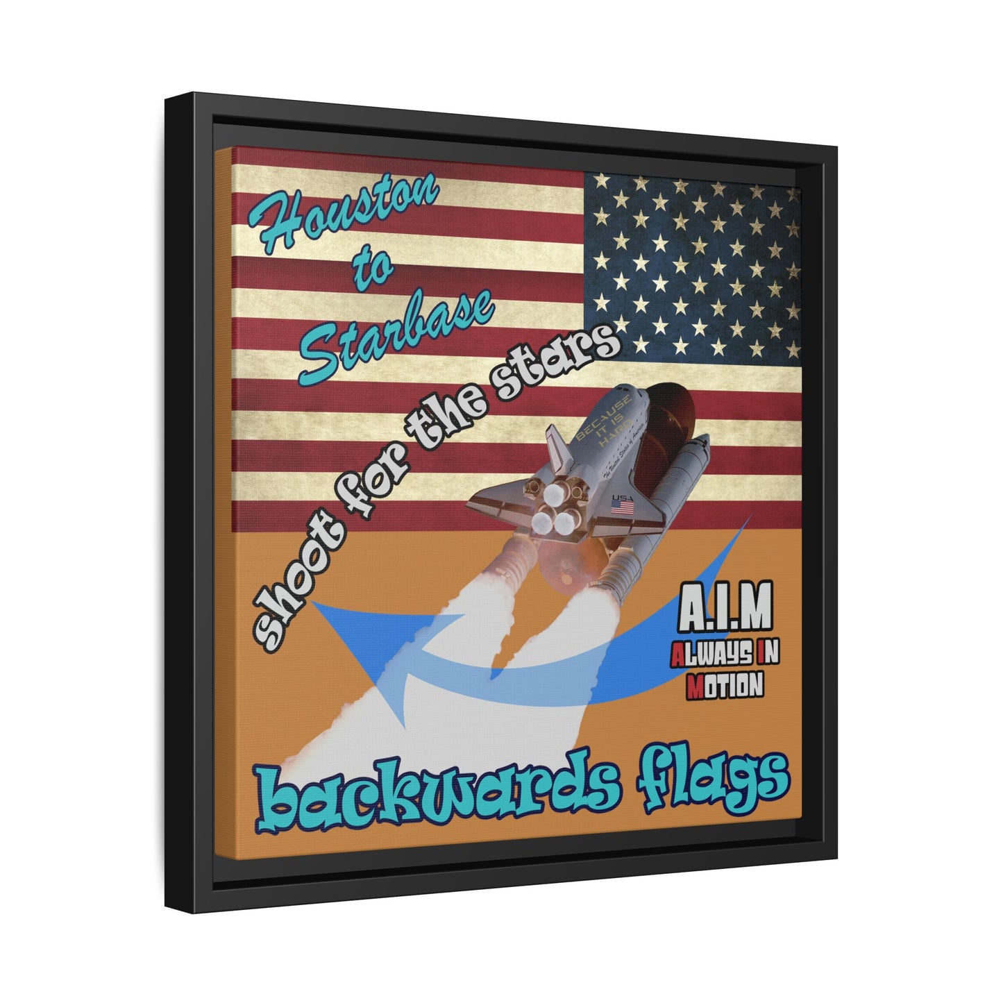 shoot for the stars - framed canvas art (light brown)