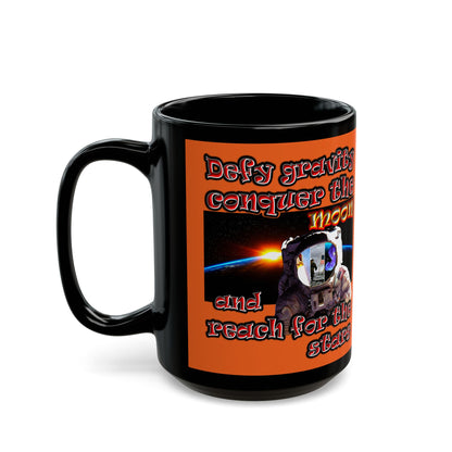defy conquer reach - Black Mug (orange)