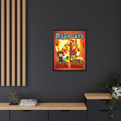 love peace - framed canvas art (burnt orange)