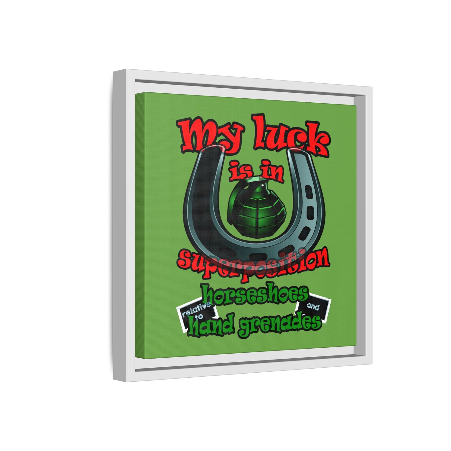 my luck - framed canvas art (green)